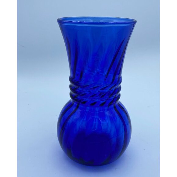 Brody Cobalt Blue Swirl Design Glass Vase 6 -1/4" - Picture 1 of 7
